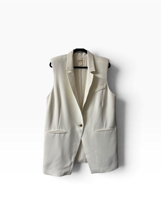 Open Edit Jackets & Blazers - Open Edit Ivory Sleeveless Blazer Vest